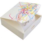 JKBOX Bílá papírová krabička Easy se vzorem barev bez mašle na střední sadu IK015