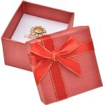 JKBOX Červená papírová krabička s mašlí se zlatým okrajem na prsten nebo náušnice IK012