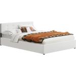Dvoulůžkové postele v bílé barvě z koženky 