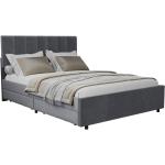 Dvoulůžkové postele v šedé barvě v elegantním stylu se zásuvkami 