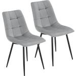 Designové židle ve světle šedivé barvě v elegantním stylu ze sametu 2 ks v balení 