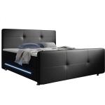 Dvoulůžkové postele v černé barvě v moderním stylu z koženky 