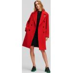 Dámské Klasické kabáty Karl Lagerfeld Prodyšné v červené barvě v elegantním stylu z vlny ve velikosti XXL 