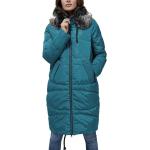 Dámské Zimní kabáty Moodo v tyrkysové barvě prošívané z polyesteru ve velikosti M plus size 