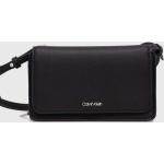 Dámské Designer Luxusní kabelky Calvin Klein v černé barvě z polyuretanu s blokováním RFID 