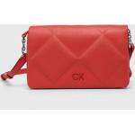 Dámské Designer Luxusní kabelky Calvin Klein v červené barvě z polyuretanu s vnitřním organizérem 
