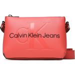 Dámské Designer Luxusní kabelky Calvin Klein Jeans v korálově červené barvě z džínoviny - Black Friday slevy 