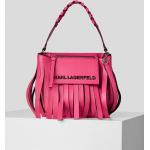 Dámské Luxusní kabelky Karl Lagerfeld v růžové barvě v ležérním stylu z kůže s vnější kapsou s třásněmi 