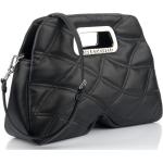 Dámské Luxusní kabelky Karl Lagerfeld v černé barvě v lakovaném stylu prošívané z koženky s odnímatelným popruhem 