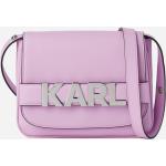 Dámské Elegantní kabelky Karl Lagerfeld ve fialové barvě v lakovaném stylu z kůže 