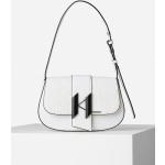 Dámské Elegantní kabelky Karl Lagerfeld v bílé barvě v elegantním stylu z kůže s vnější kapsou 