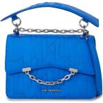 Dámské Kožené kabelky Karl Lagerfeld v modré barvě prošívané z kůže s odnímatelným popruhem 