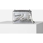 Dámské Kožené kabelky Karl Lagerfeld v šedé barvě z krokodýlí kůže 