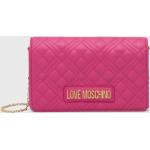 Dámské Designer Luxusní kabelky Moschino Love Moschino v růžové barvě z polyuretanu s vnitřním organizérem ve slevě 
