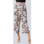 Dámské Elegantní kalhoty Alba Moda v béžové barvě v kancelářském stylu s květinovým vzorem ze syntetiky ve velikosti XXL ve slevě 