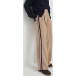 Kalhoty s příměsí vlny Tommy Hilfiger béžová barva, široké, high waist