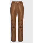 Kožené kalhoty NA-KD v hnědé barvě regular z koženky ve velikosti 10 XL 