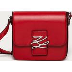 Dámské Kožené kabelky Karl Lagerfeld v červené barvě z kůže s vnější kapsou ve slevě 