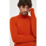 Kašmírové svetry United Colors of Benetton v oranžové barvě z kašmíru ve velikosti XXL s vysokým krkem plus size 