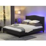 Klasická šedá manželská postel s barevným LED osvětlením MONTPELLIER 160 x 200 cm