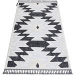 Koberec MAROC 45157, bílo-černá - střapce, vzor Aztécký, Etno, Berber, Maroko, Shaggy 120x170 cm