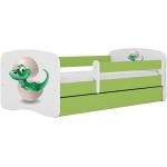 Jednolůžkové postele v zelené barvě se zásuvkami 