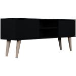 TV stolky v černé barvě v minimalistickém stylu obdélníkové s úložným prostorem 