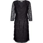 Dámské Zavinovací šaty Alba Moda v černé barvě v elegantním stylu ve velikosti L s výstřihem do V 