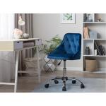 Kolečková židle sametová modrá PARRISH