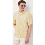 Pánské Designer Košile s krátkým rukávem Calvin Klein v žluté barvě z viskózy ve velikosti L s krátkým rukávem 