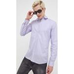 Pánské Slim fit košile HUGO ve fialové barvě z bavlny s dlouhým rukávem 