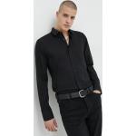 Pánské Slim fit košile HUGO v černé barvě z bavlny s dlouhým rukávem ve slevě 
