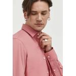Pánské Košile HUGO v růžové barvě z bavlny 