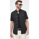 Pánské Designer Slim fit košile Polo Ralph Lauren v černé barvě z bavlny ve velikosti L s krátkým rukávem s button-down límcem strečové ve slevě 