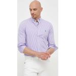 Pánské Designer Košile Polo Ralph Lauren ve fialové barvě z bavlny ve velikosti S s button-down límcem strečové 
