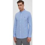 Pánské Designer Slim fit košile Polo Ralph Lauren v modré barvě z bavlny ve velikosti XXL s dlouhým rukávem s button-down límcem strečové plus size 
