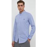 Pánské Designer Slim fit košile Polo Ralph Lauren v modré barvě z bavlny ve velikosti XXL s dlouhým rukávem s button-down límcem strečové plus size 