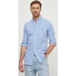 Pánské Designer Slim fit košile Polo Ralph Lauren v modré barvě z bavlny ve velikosti XXL s button-down límcem strečové ve slevě plus size 