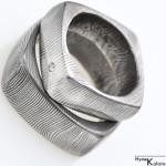 Diamantové prsteny v šedé barvě z nerezové oceli Diamantové broušené 