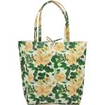 Kožená dámská velká kabelka s motivem květů zelená