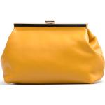 Kožené kabelky v žluté barvě v elegantním stylu z hladké kůže 