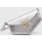 Dámské Designer Kožené kabelky DKNY ve stříbrné barvě z kůže 