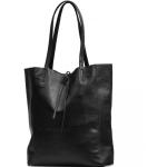 Shopper v černé barvě v minimalistickém stylu z kůže 