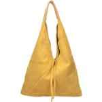 Dámské Kožené kabelky Borse Design v hořčicové barvě v moderním stylu z kůže ve slevě 