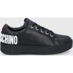 Kožené boty Love Moschino černá barva, na platformě