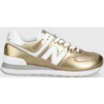 Kožené boty New Balance Wl574lc2 zlatá barva