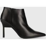 Dámské Designer Kotníčkové boty na podpatku Calvin Klein v černé barvě z kůže ve velikosti 41 