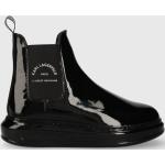 Dámské Kotníčkové boty na podpatku Karl Lagerfeld v černé barvě v lakovaném stylu z kůže ve velikosti 40 ve slevě 