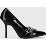 Dámské Kotníčkové boty na podpatku Karl Lagerfeld v černé barvě v lakovaném stylu z kůže ve velikosti 37 