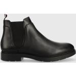 Pánské Kožené kotníkové boty Tommy Hilfiger v černé barvě z kůže ve velikosti 45 